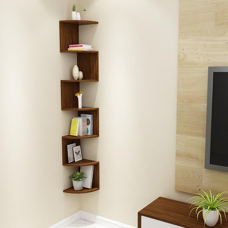 实木转角柜家用墙角落收纳免打孔客厅墙上置物架三角拐角壁挂宝粒