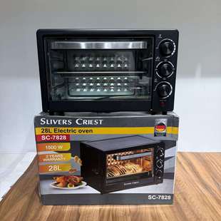 外贸出口大容量电烤箱家用双层卧式 镜面烤箱Oven28L烘培烤箱