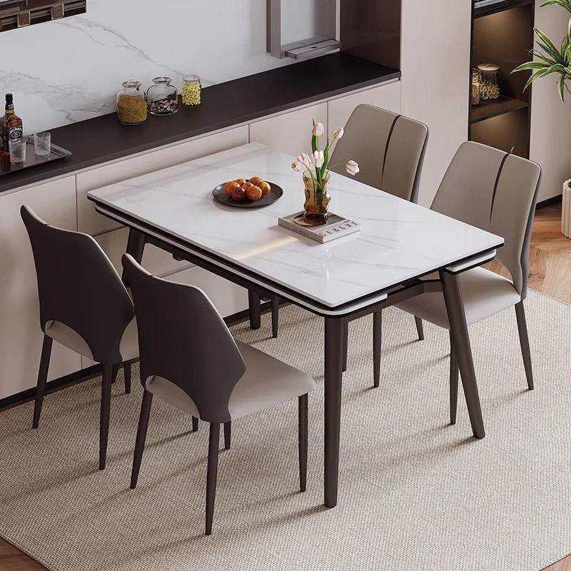 2026新款岩板餐桌椅奶油餐桌伸缩组合折叠家用小户型饭桌直销