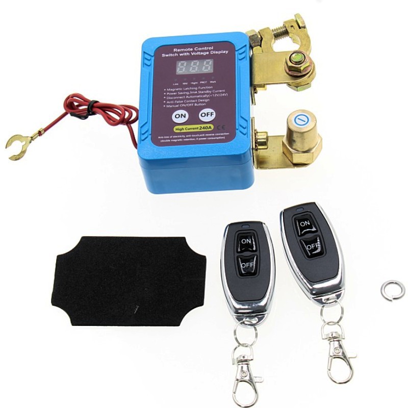 手动遥控12V24V 汽车电瓶断电带电显保护器一体智能断电器