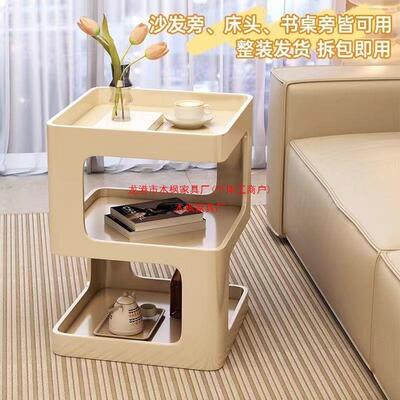 小型床头柜简约现代家用卧室床头置物架子带灯铁艺创意可移动边几
