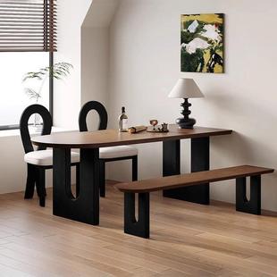 式 中古风实木法岛台餐桌椅家小用型FRO靠墙半户圆形饭桌洽谈接待