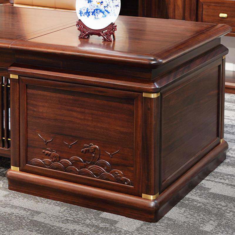 实木班办公桌椅组合新中式老高端轻奢董事大台全实木板老板桌桌总