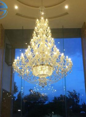 奢华别别墅客厅灯复式楼梯水106晶灯餐厅灯墅酒店吊挑空灯婚礼大