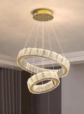 复式楼客厅挑空大现厅灯别墅餐灯764具楼厅梯长灯代简约奢轻水晶