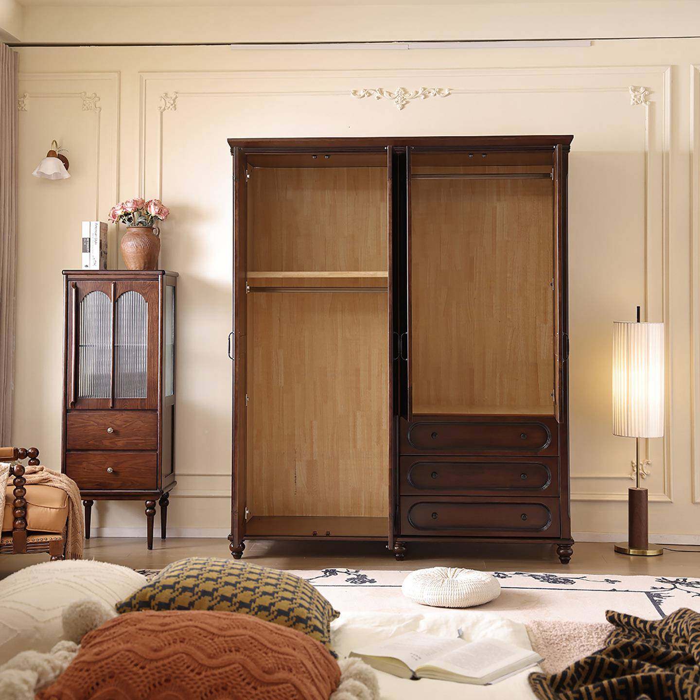 古风OYF实木纳衣柜黑胡木主卧大衣橱卧室家中用收挂衣柜对桃开门,电子元器件市场,其它元器件,淘宝优惠券,粉丝福利购,淘宝优惠卷