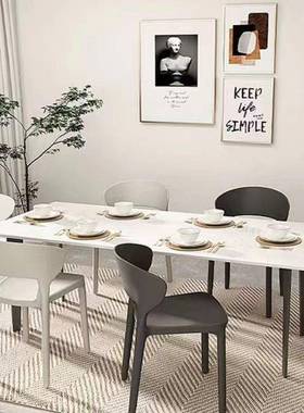 家塑料椅子现代简约餐桌椅加厚塑料牛椅北约休闲靠角用背椅DKO洽