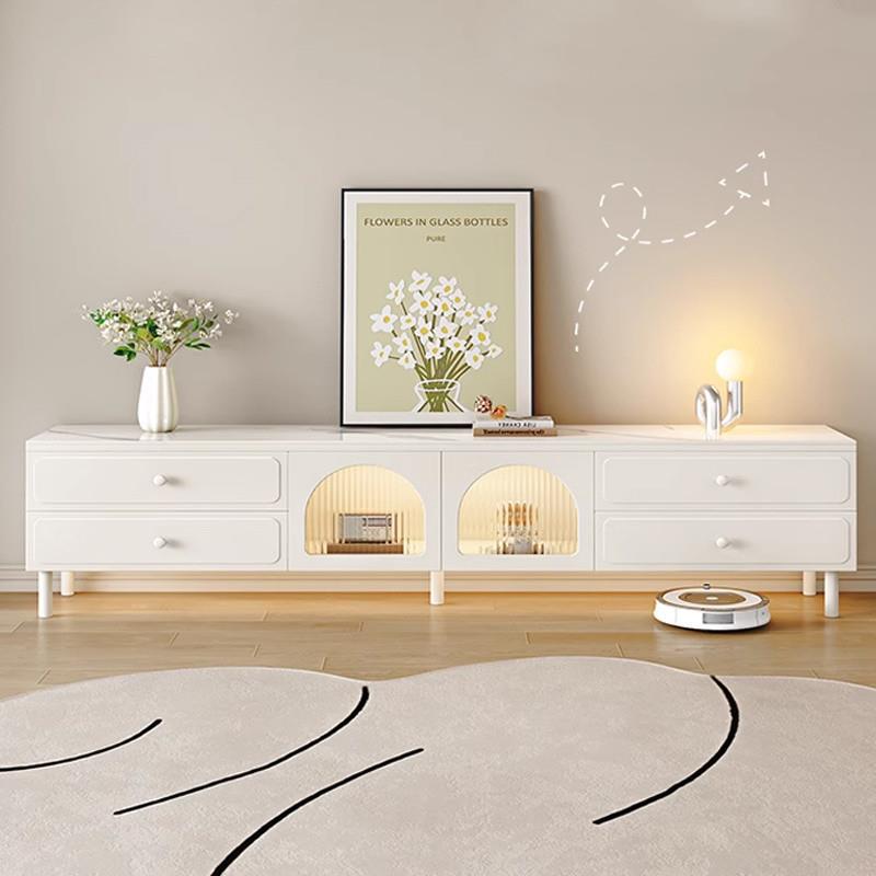 ky【1795人收QWH藏】实木岩板电视柜茶几套装新款客奶油小户b型风