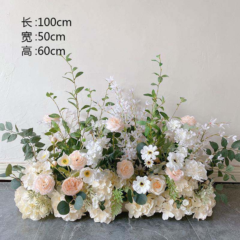 婚新款UIZT舞台路引地排花中国风大红婚庆仿真花礼布场花台长条花