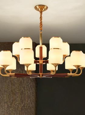 中式全11836铜大吊灯客厅复式大厅餐厅卧室灯吊灯实木轻新楼奢大