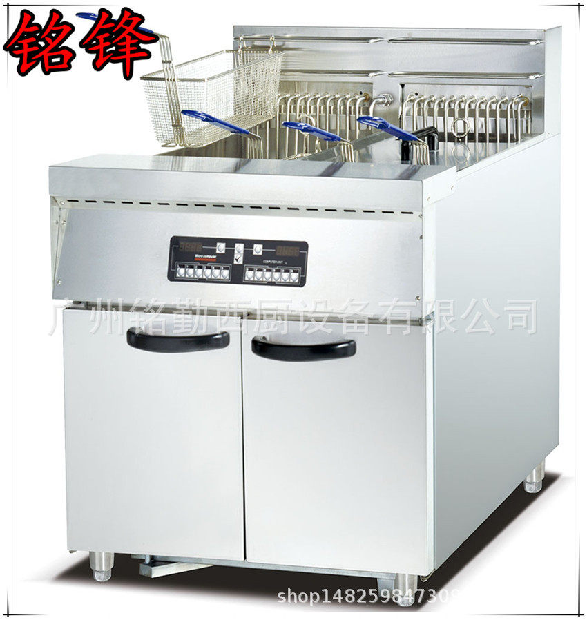 铭锋立式双缸四筛电脑版带滤油车炸炉 双缸大容量电炸炉 立式炸炉