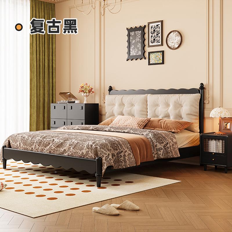 中无品牌/风法式复古古软包床1.型8户米大床主卧双人实木床1.5米