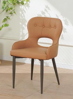 靠椅酒HTO店餐厅镂空意式餐皮质椅子20背25计师款家设用简约欧式