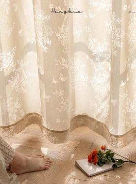 蝴蝶效花网纱VSW镂空纱光影果雕花工艺式奶法油风米门幅红窗纱