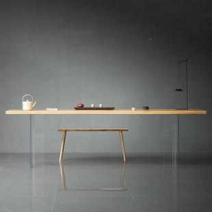 白蜡木原实板桌木桌板木437大板整双拼自然边茶台餐桌书桌吧台桌