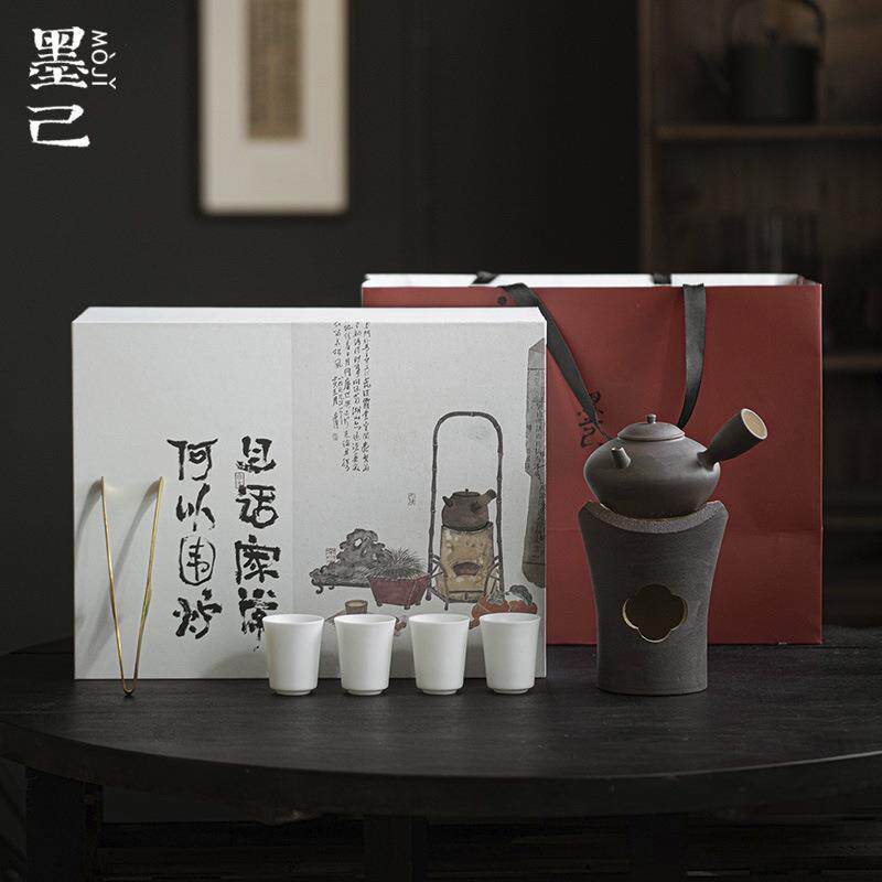 墨己日式粗陶风炉套组整套家用围炉煮茶烧水如意炭炉茶具套装