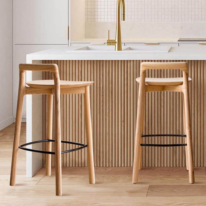 实木吧台椅家用高椅子高脚凳白蜡木吧椅吧台凳现代简约高凳靠背凳