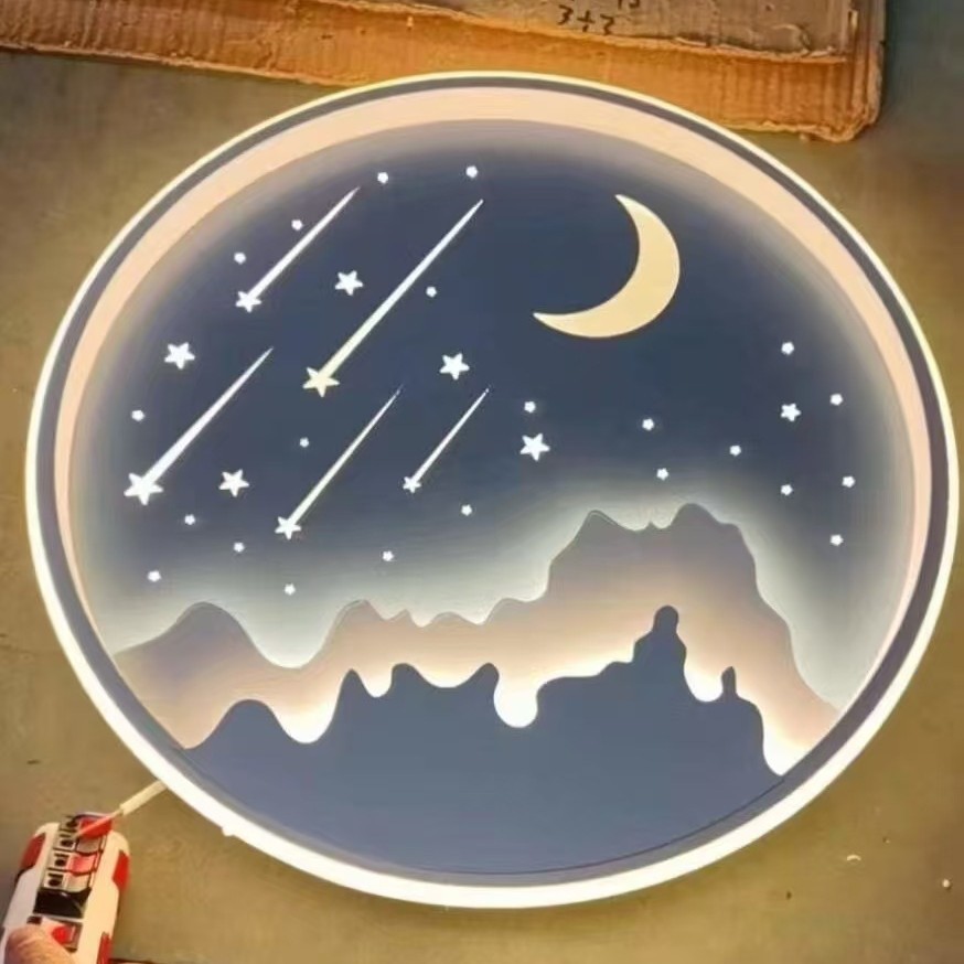 网红新款儿童房吸顶灯星星月亮温馨卧室灯现代简约吸顶灯