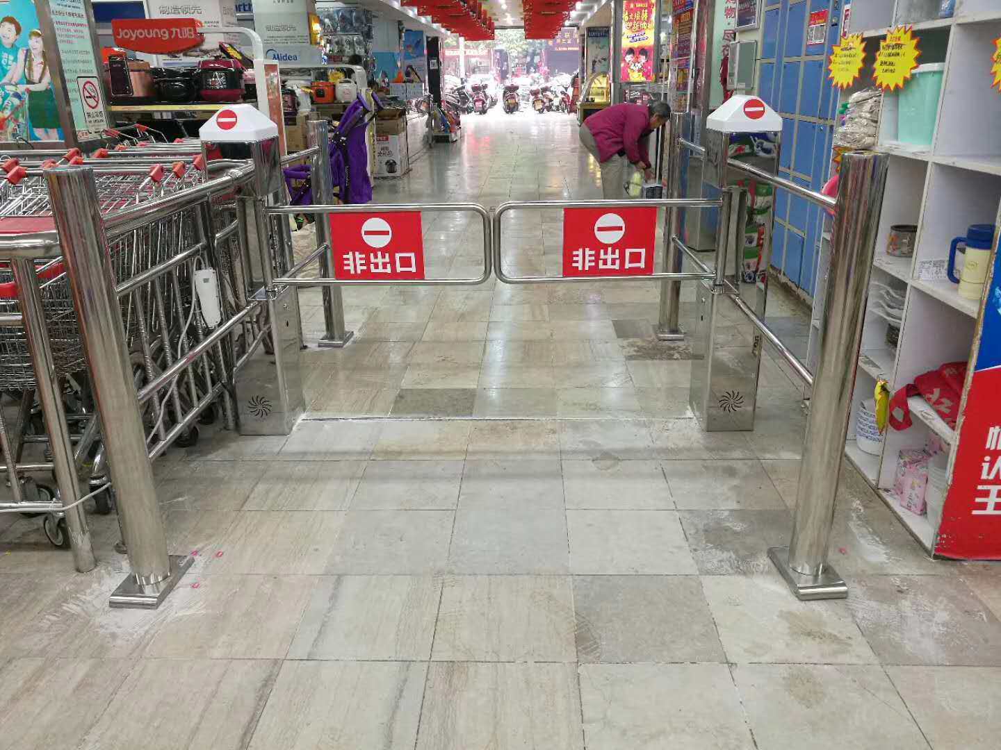 天津智能超市自动感应开门立柱摆闸 带护栏圆柱摆闸 自动感应