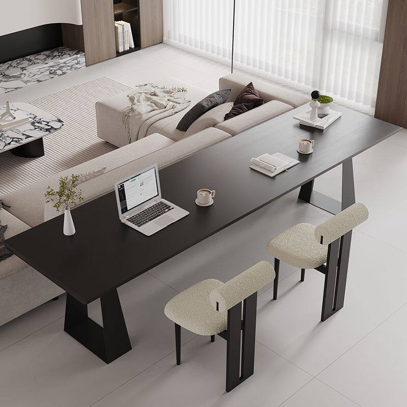 实木书桌意式极简横厅沙发后长条桌双人学习桌办公桌电脑桌台式