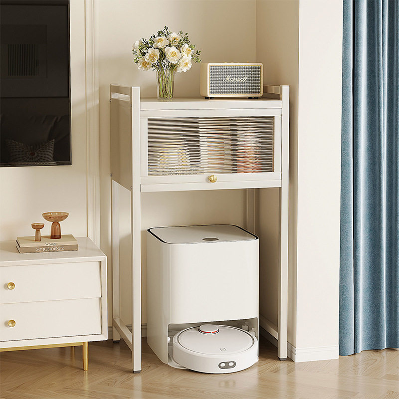 扫地机器人置物架上方客厅收纳柜家用落地书架防尘带柜门储物架子