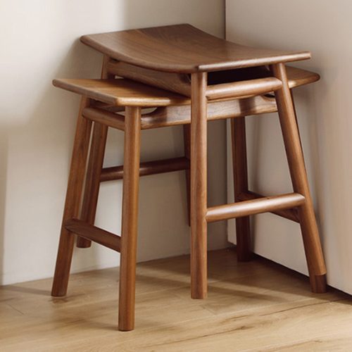 清雅小凳胡桃木实木换鞋小板凳马鞍凳新中式餐椅家用简约整装