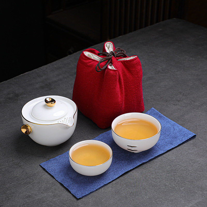 羊脂玉杯快客杯户外便携旅行茶具套装简约茶壶茶杯陶瓷杯子小露营
