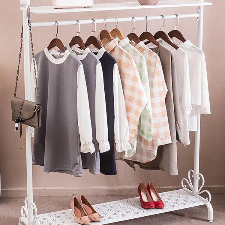 简约衣帽架服装陈列展示货架女挂衣架子落地卧室简易置衣包架家用