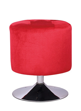 休闲凳子时尚吧凳客厅椅带靠背软包坐垫红色布艺圆柱凳安吉椅盟盟