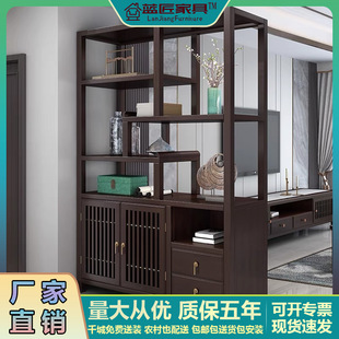新中式 柜酒柜一体入户客厅隔断柜进门间厅柜储物柜 全实木玄关柜鞋
