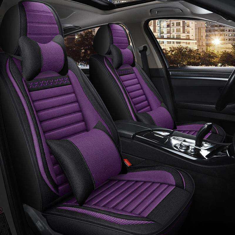 Z3E五座全包围汽车坐垫套四季通用座套亚麻座套布