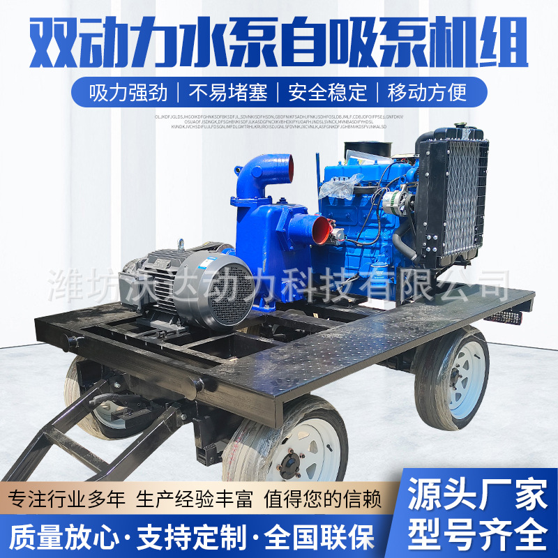 电机发动机双动力水泵自吸泵机组柴油机清水抽水泵工业管道排水泵