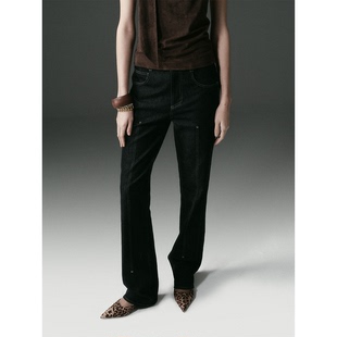 DIONYS*线条感超模原牛牛仔裤 设计感修身显瘦长裤