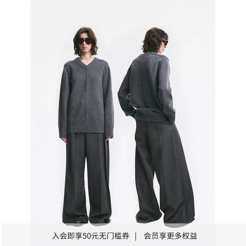 DIONYS*基础立体线V领针织衫