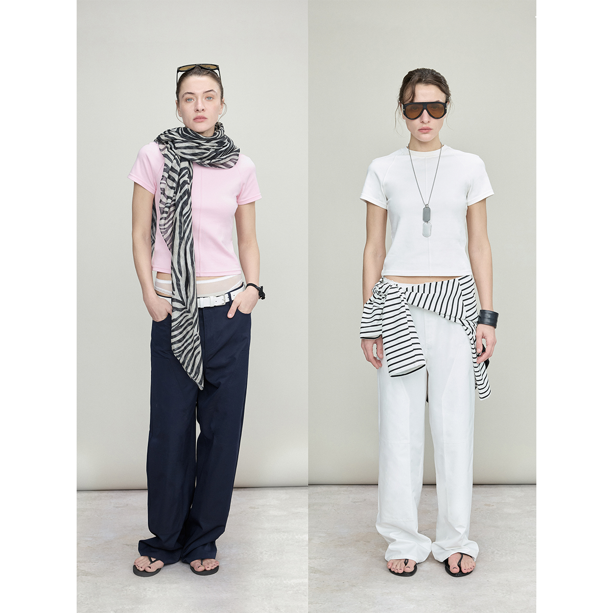 DIONYS*三角几何形分割短袖T恤