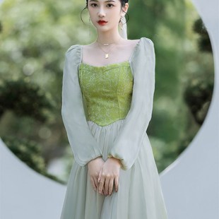 速发白雪公主裙子成人装连园穿系复古绿色森搭礼服游衣裙