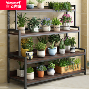 速发铁墙花架置物架台家用靠艺花层子新款客厅落地式多架室内花盆