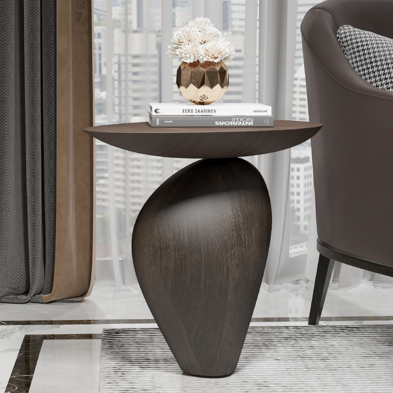 速发设计师创意鹅卵石边几复古沙发级边厅卧室高客感角几摆件