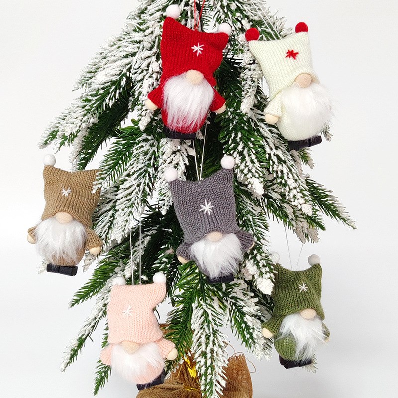 速发圣诞节装饰品氛诞无吊挂件树脸小老人娃娃装扮节日气圣幼儿园