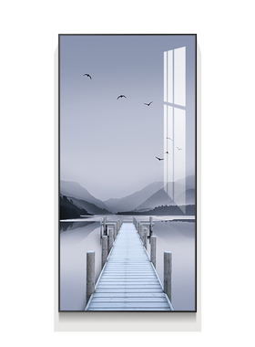 速发延伸感空间挂画约关装饰画竖版简画大海风景墙玄走廊过道壁画