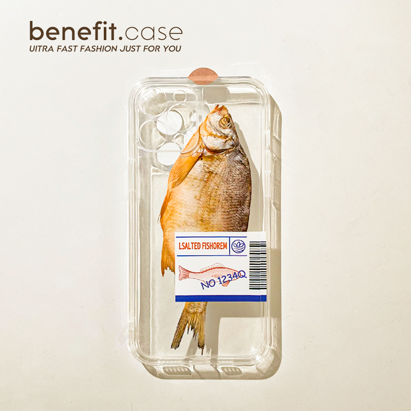 Benefit原创ins风咸鱼16适用15苹果13promax手机壳设计iphone12mini透明14promax软11xs仿真xr全包8p趣味创意