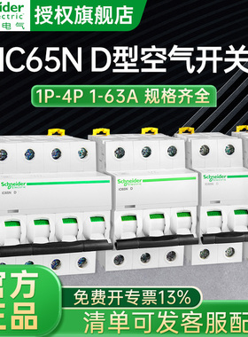 正品施耐德IC65N D型1P10A 2P32A 空气开关单片3P63A家用断路器