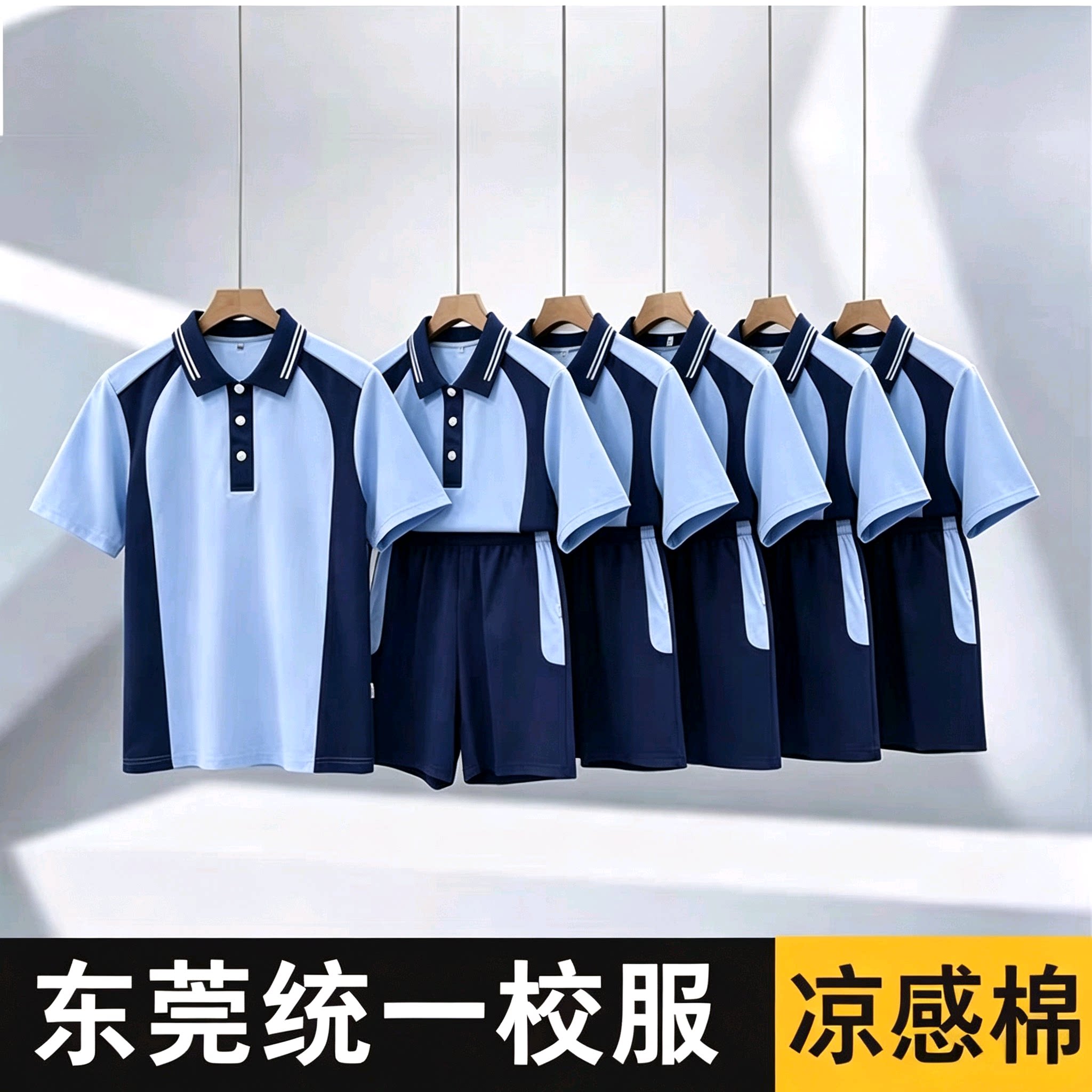 东莞市统一校服夏季短袖短裤套装