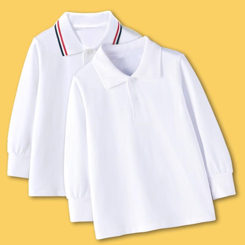 学生校服内搭长袖白色polo衫班服