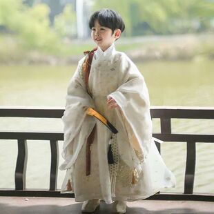 中秋节儿童汉服男童新款圆领春秋唐装中国广袖古风男孩古装宋制冬