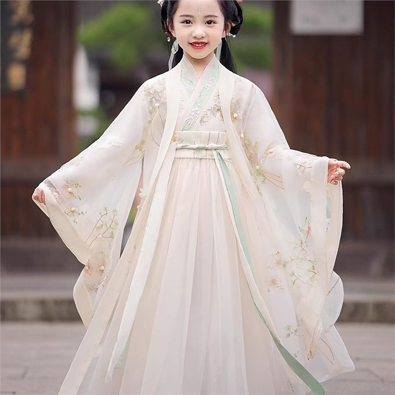 儿童交领唐装广袖女童汉服2024新款超仙仙女连衣裙高端中国风夏季
