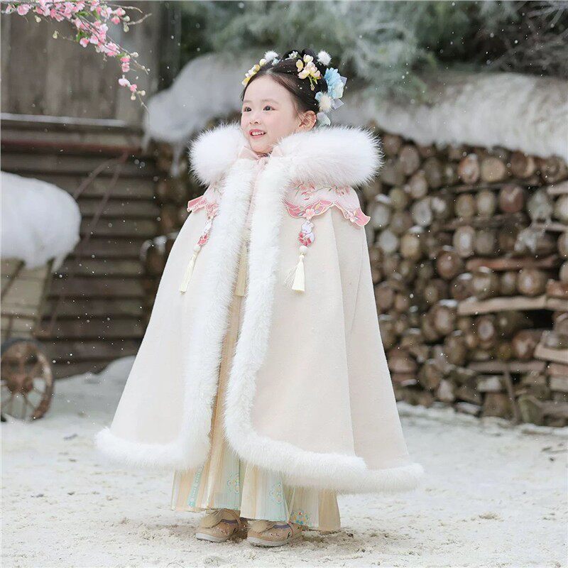 斗篷披风(晴雪)汉服女童冬季2025新款中国风儿童拜年服外套