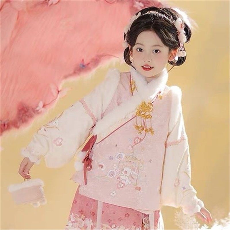 汉服女童秋冬儿童古风中国风冬季仙气古装拜年服加绒厚