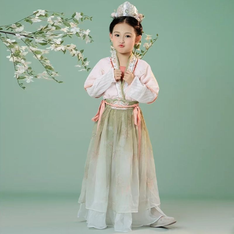 春和景明舞蹈服汉服儿童古典舞演出服背篓桃花道具汉唐古风表演服