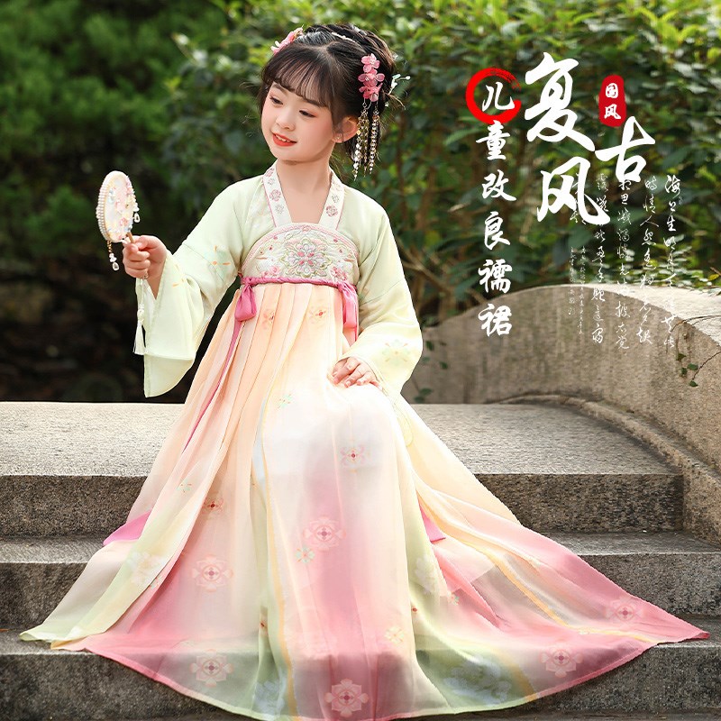 女童汉服2025新款春季古装公主裙儿童国风超仙唐装女孩连衣裙